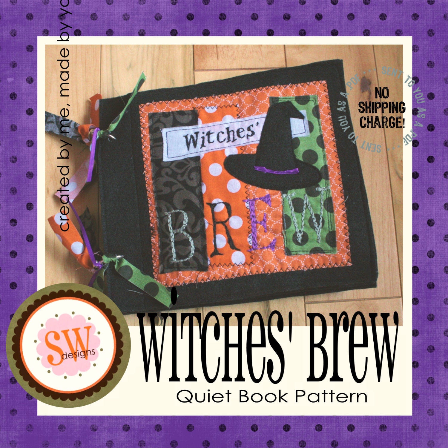 PATTERN for Witches' Brew Halloween Quiet Book - digital .PDF download