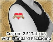 100 Custom Temporary Tattoos 2.5 Inch - Standard Packaging