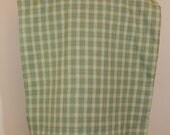 Adult Rib Bib/Clothing Protector for Men/Crumb Catcher/ Long Length: Green, White and Tan Plaid/Gold Dots on Green- Ready to Ship