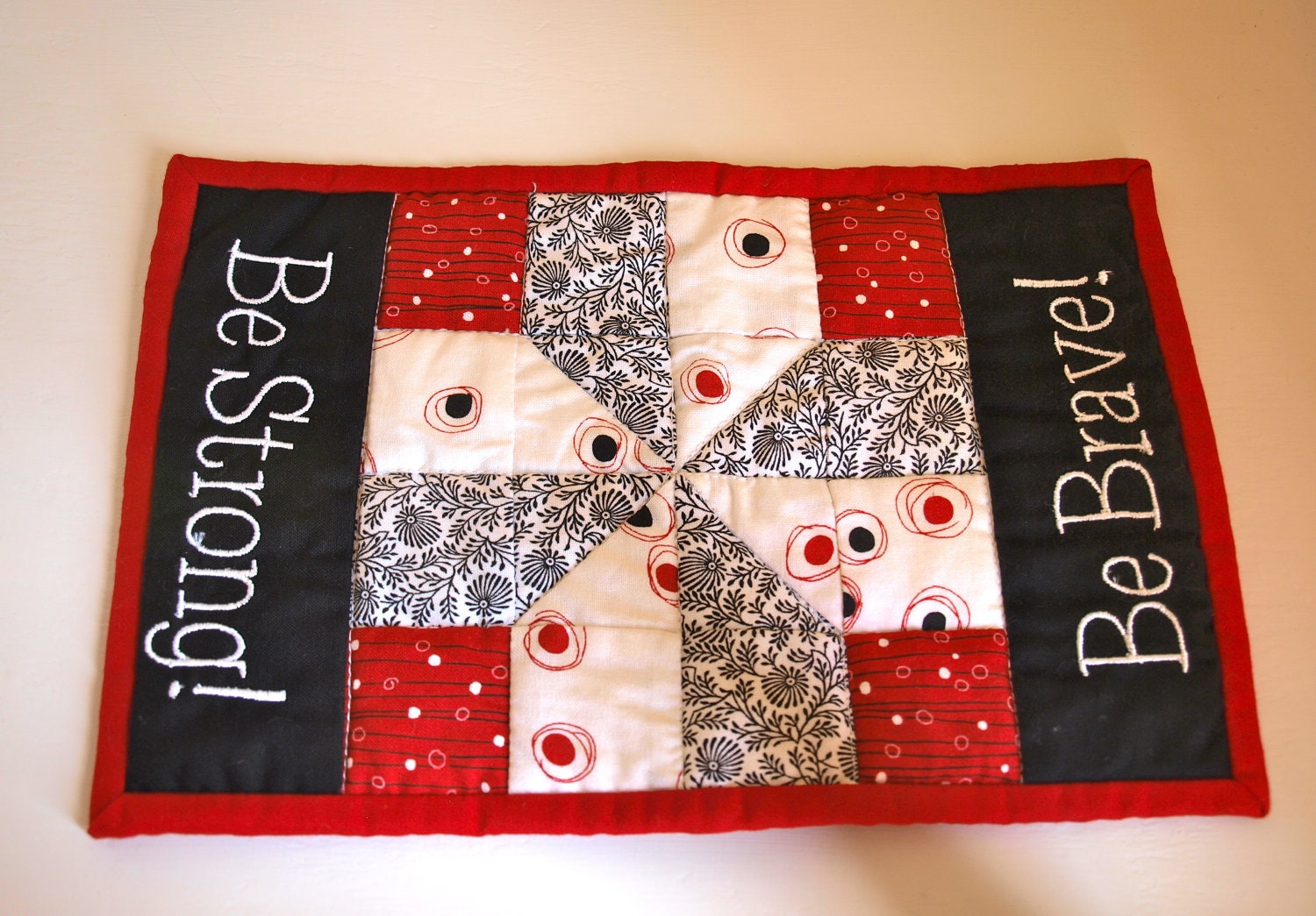 Be Brave - Be Strong Mini Quilt / Table Topper / Mug Rug