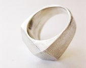 Emerald or Table Cut Sterling Silver Ring -  Geometric modern minimalist ring based on Table Cut Emerald stone