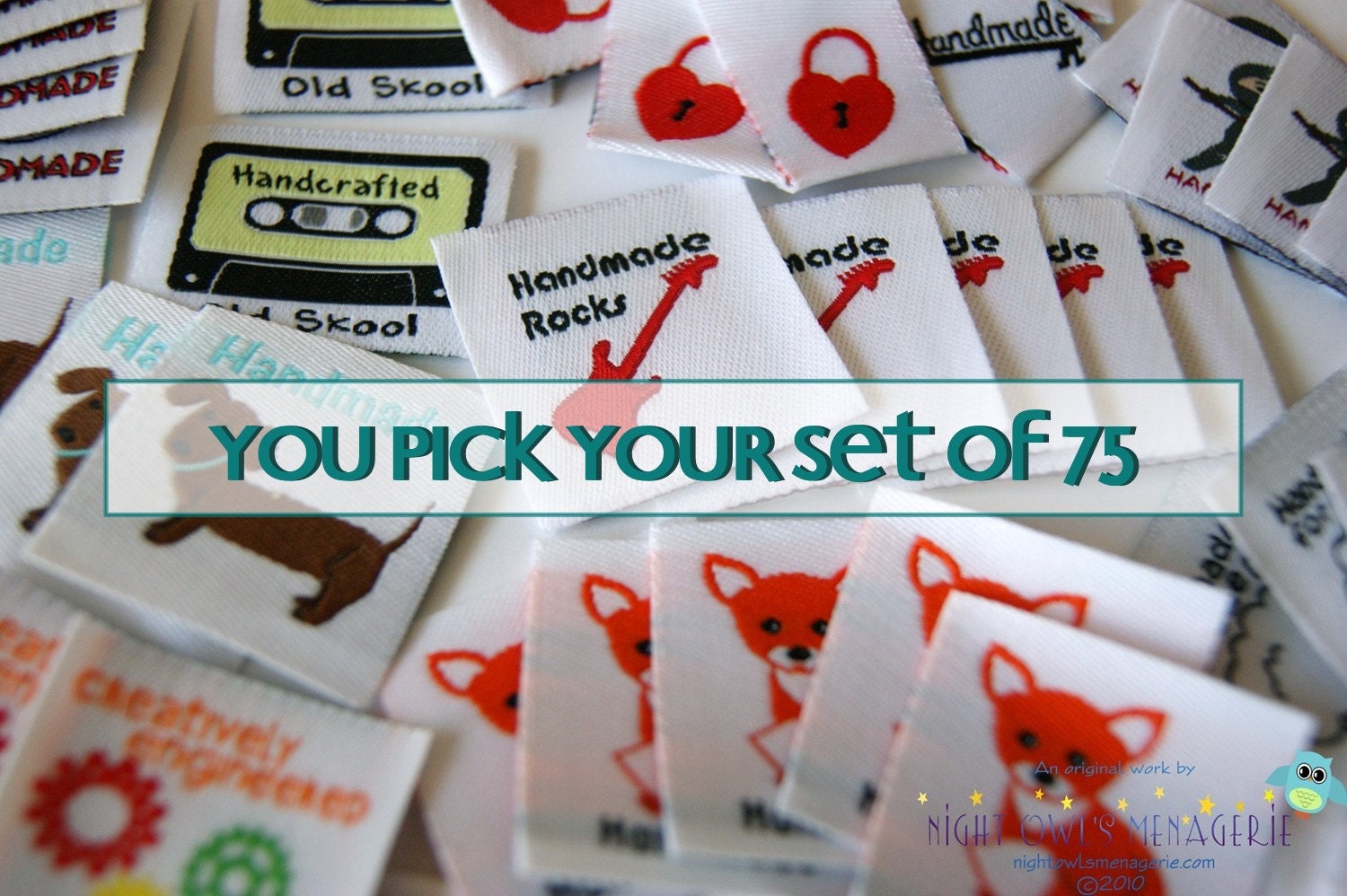 You Pick Your Set of 75 Mixed Woven and Satin Sew on Labels