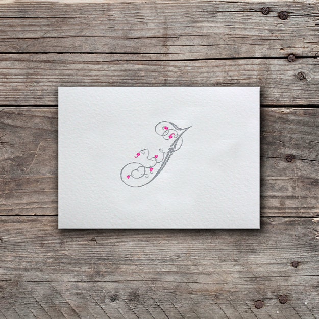 J - Monogram Notes - Letterpress set of 6.