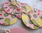 Gift Tag set of 6 - Fruit Salad -  sweet fun gifttags Double layered tags