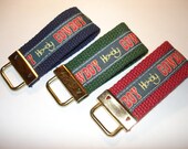 You Pick One   Mini Key Fob    ribbon / fabric on heavy cotton webbing