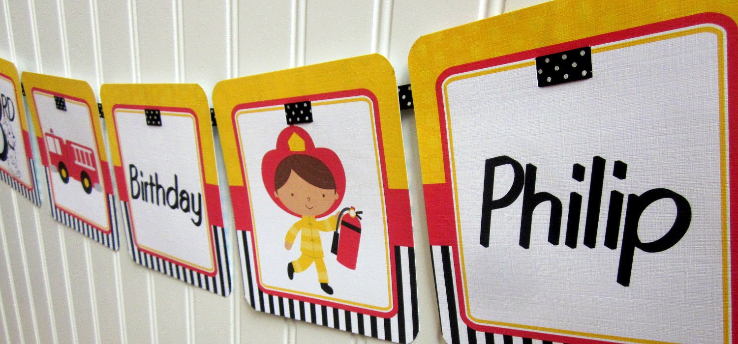 NEW - Little Firefighter Banner - Choose Boy or Girl - Fireman, Firetruck