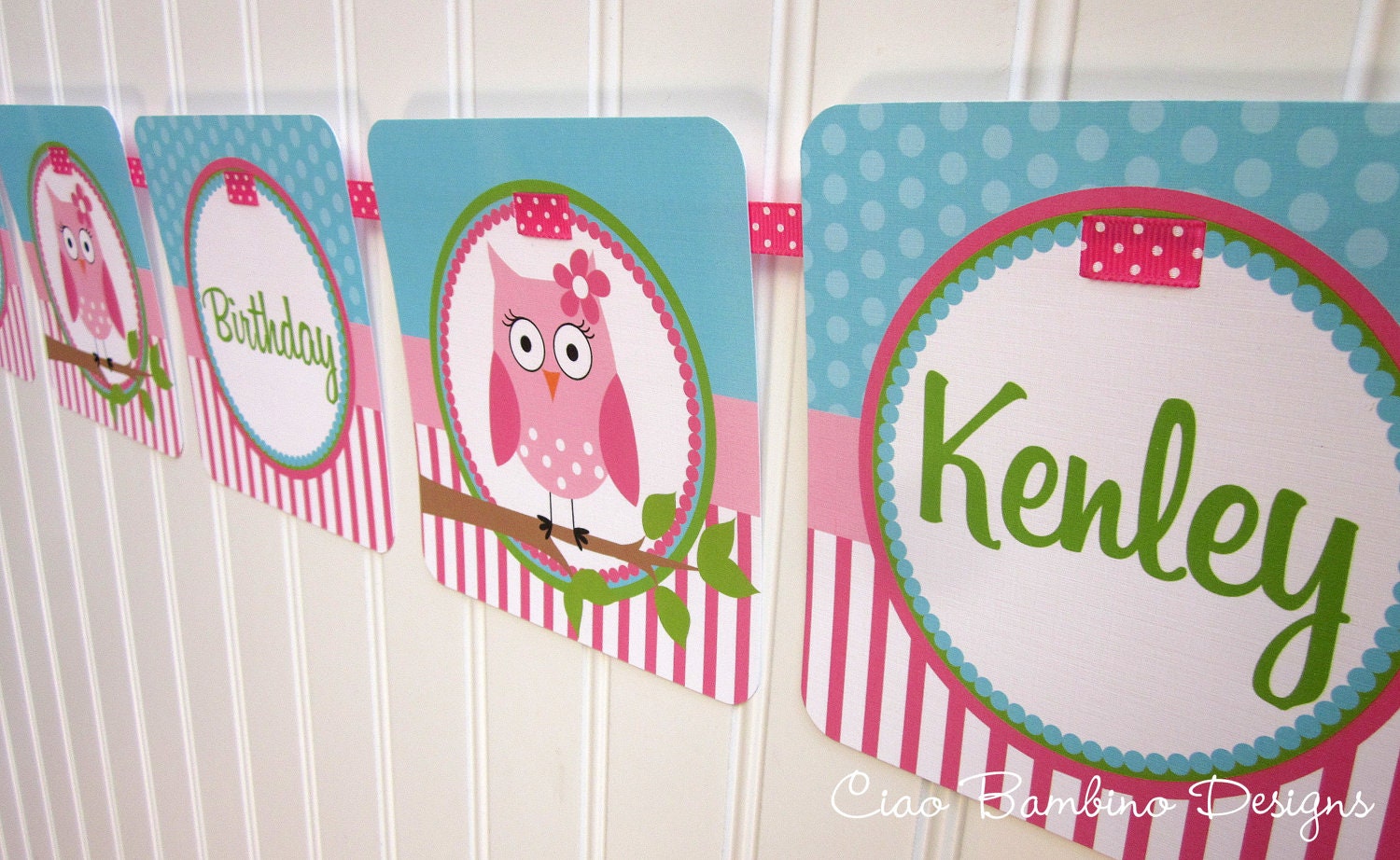 NEW - Look Whooo's Having a Party - OWL Happy Birthday Banner