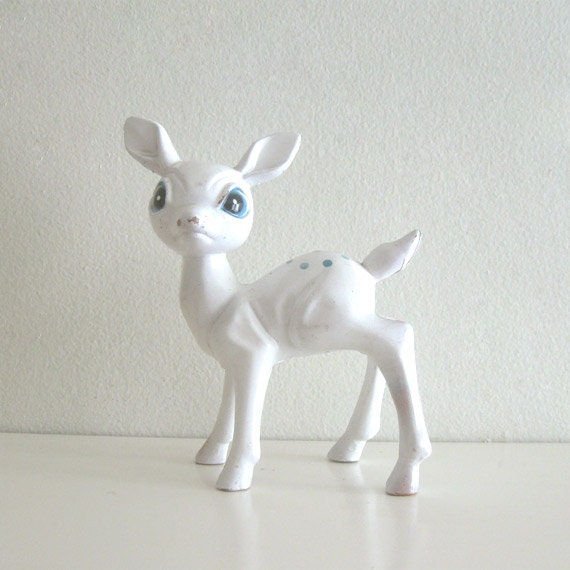 Vintage Deer Figurine White Plastic Christmas Holiday Decor