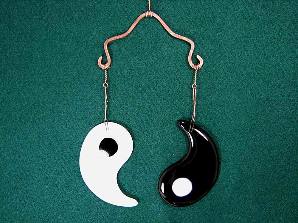Black and White Glass Yin Yang and Copper Too