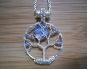 Tree of Life Pendant Blue Mystic Quartz and Jasper Moon Wire Wrapped in Silver Parawire