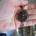 Dreamcatcher Pendant Brown Agate Moonstone and Blue Aqua Aura Quartz point Wire Wrapped Oxidized Copper OurFrontYard Design