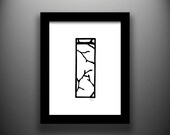 Branches original papercut, 2x6 framed 8x10