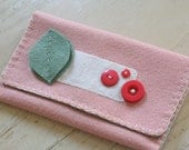 pink & teal felt wallet / gadget cozy.