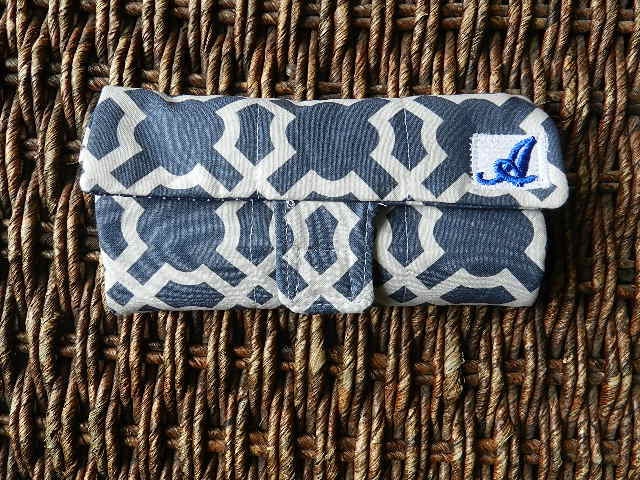 Make Up Brush Case/Wallet/Roll with Monogram A Great Bridesmaid Gift - Choose from 20 fabric choices organic cotton fabrics