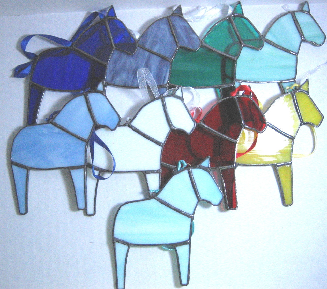 Dala Horse Ornament, Swedish Christmas Ornament, Tiffany Style Stained Glass Horse, Swedish Custom