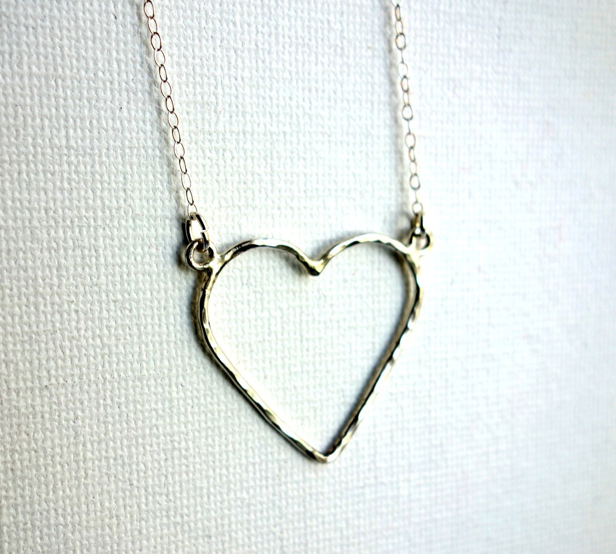 Open Hearts Necklace on Sterling Silver Open Heart Necklace By  title=