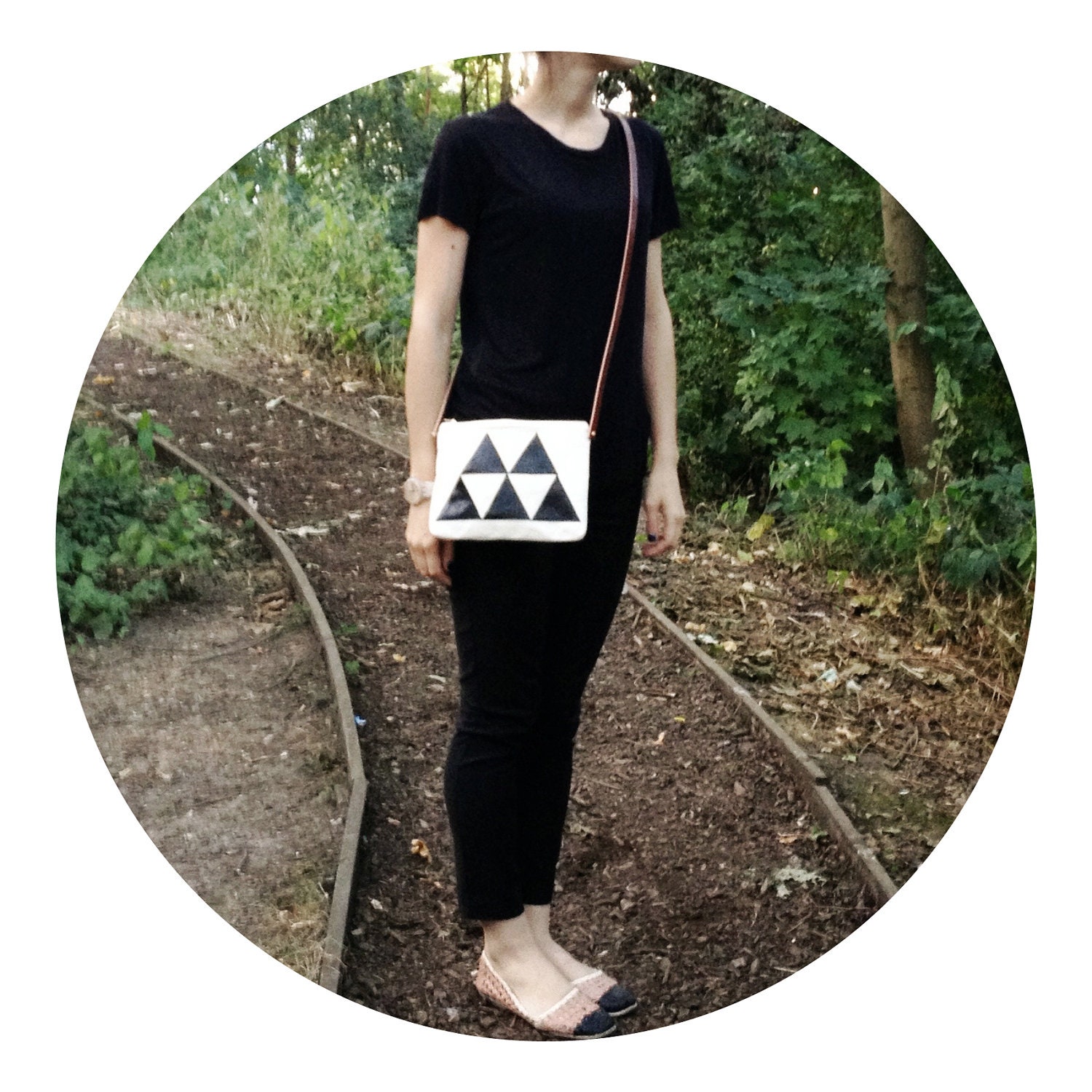 Bag - leather triangles