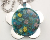 Handmade Lampwork Bead Mystical Garden Pendant 18 inch chain