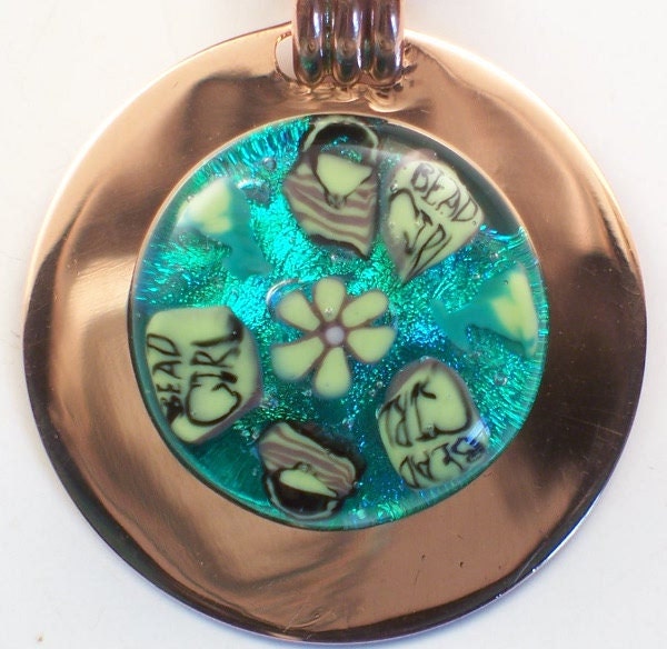 Handmade Lampwork Bead Girl Bead Copper Pendant