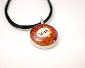 Wish Charm Necklace Red and Orange Resin