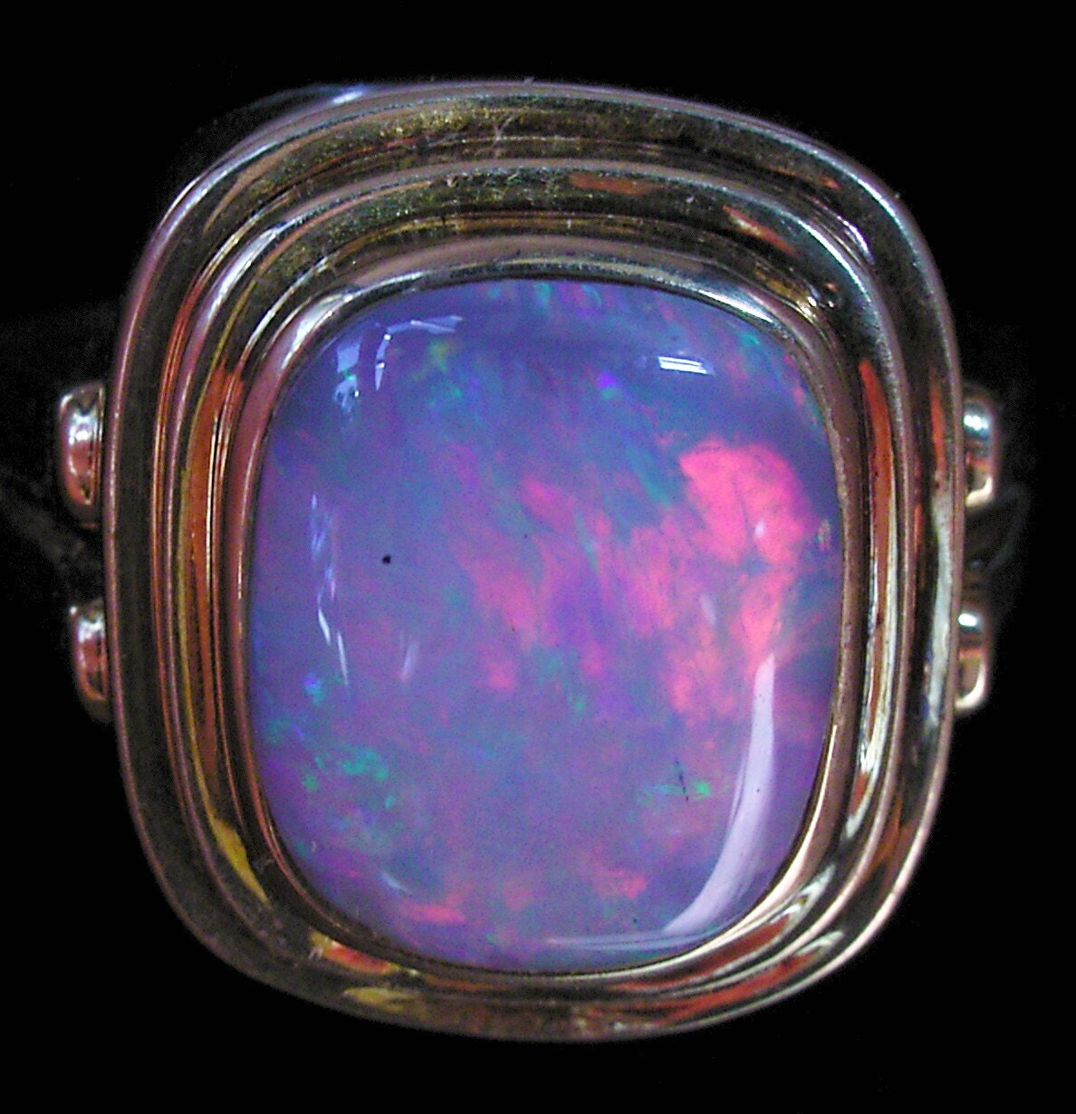 Art Deco Lightning Ridge Australian Opal Gold Ring