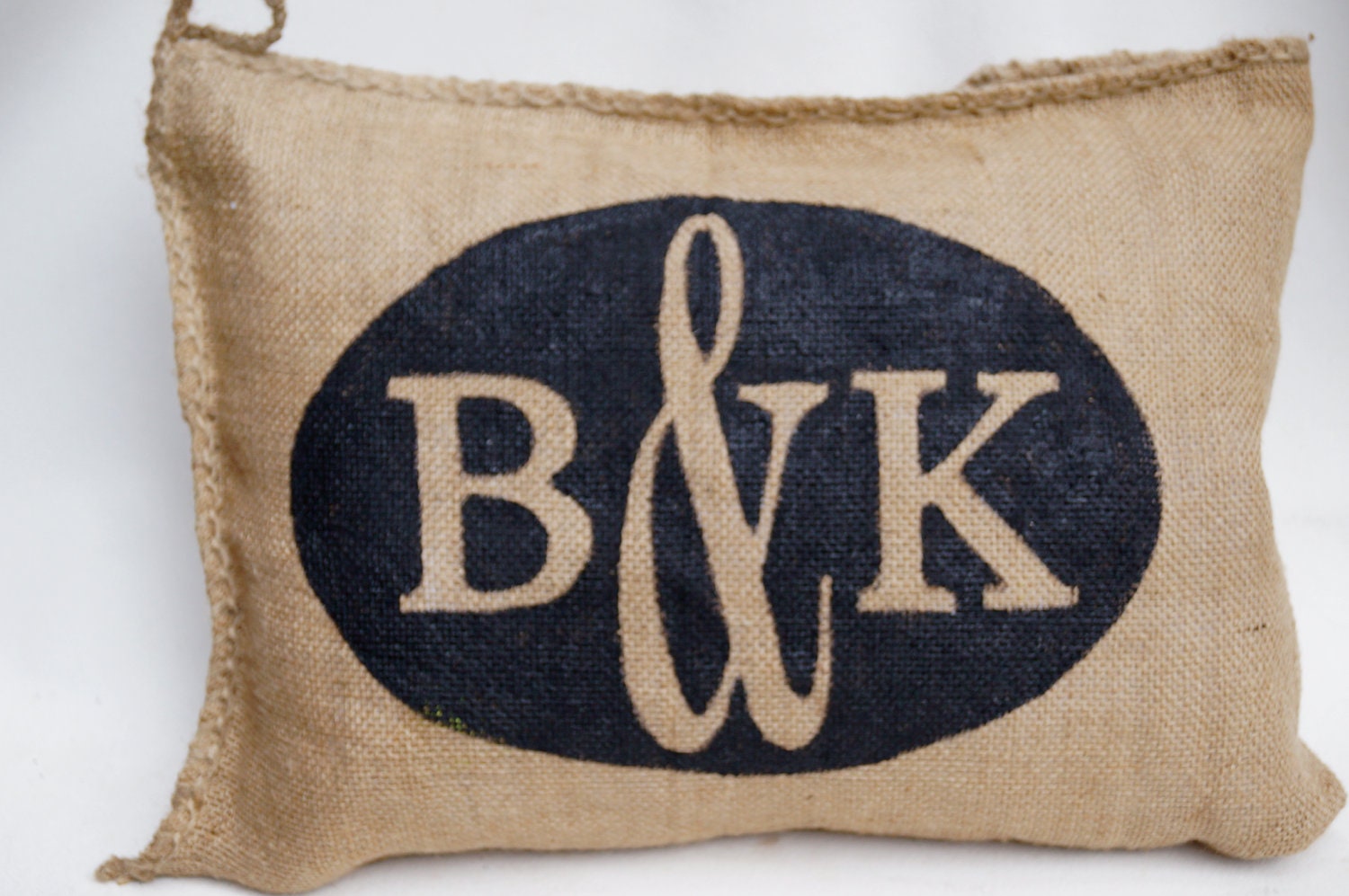 Burlap Charley Pillow - Couple Monogram