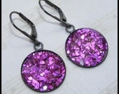 Purple Glass Shard Glitter Earrings / Hypoallergenic Jewelry / MADE TO ORDER