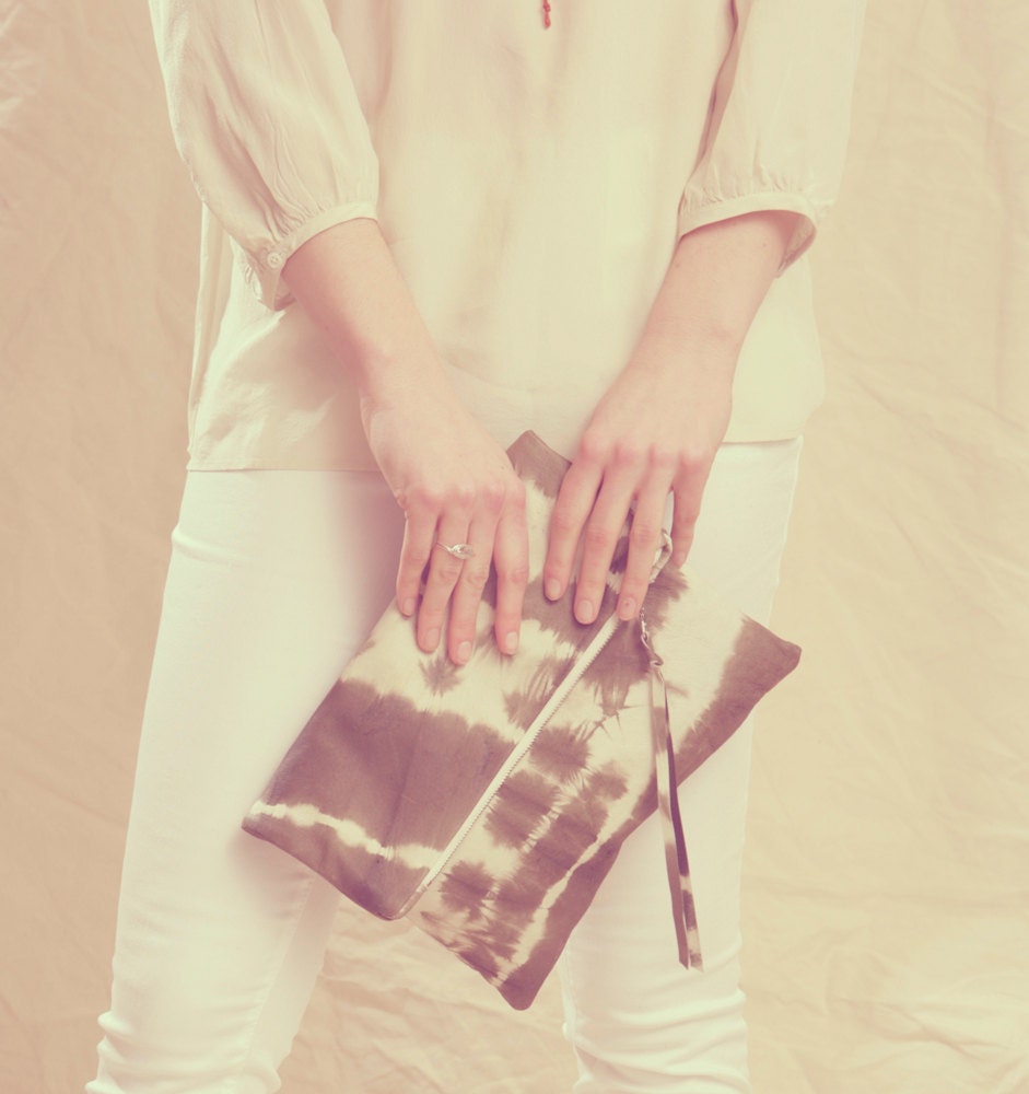 LEATHER TIE-DYE Clutch. Boho Clutch. Oversized Clutch. Foldover Clutch. Zipper Clutch.