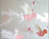 Classic Pink Bird Mobile- Baby Mobile- Nursery Mobile