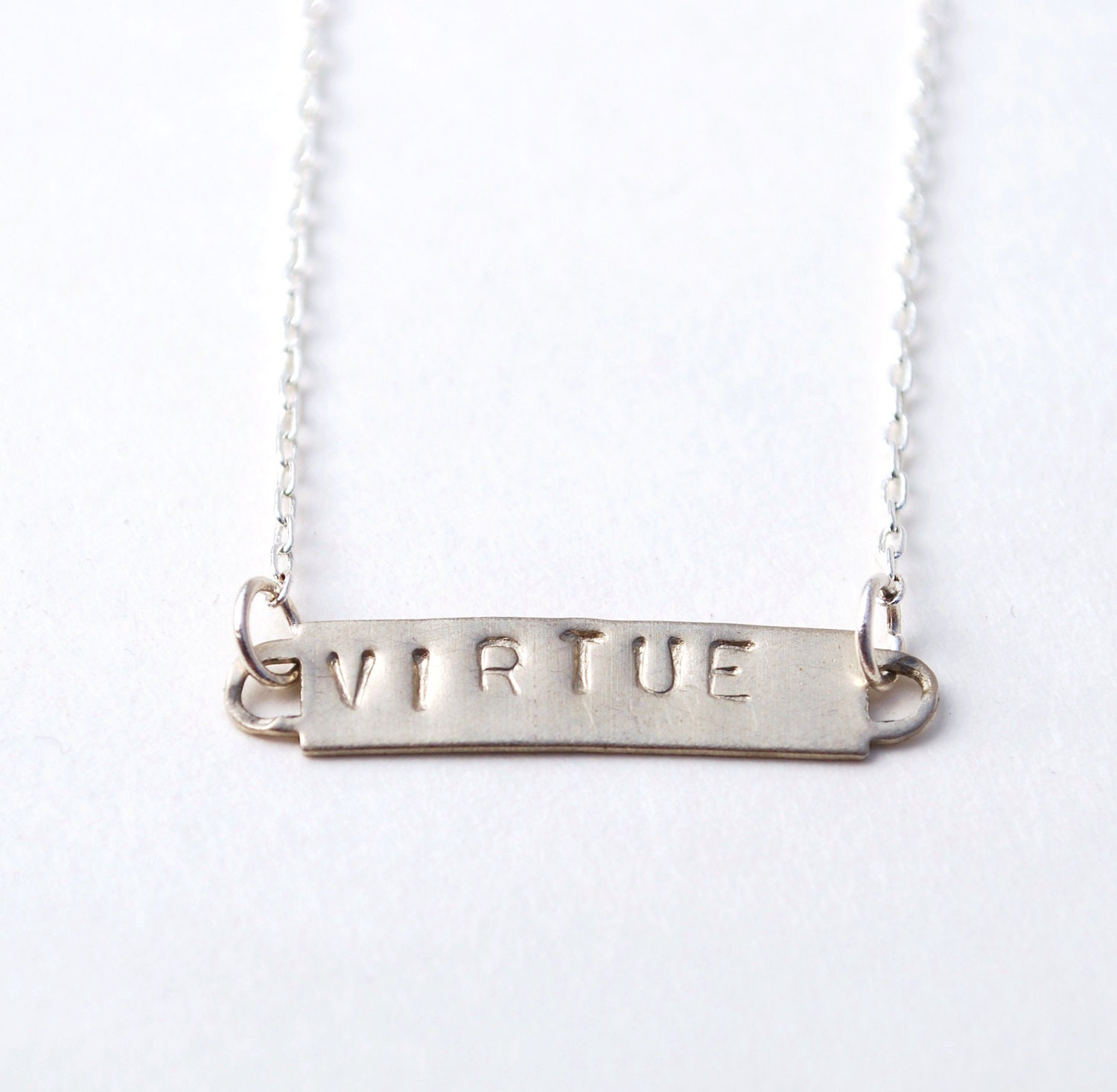 custom silver bar hand stamped necklace