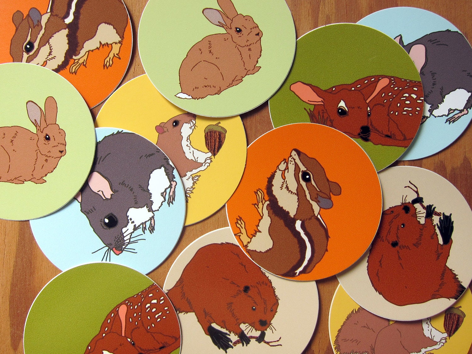 Round Forest Animal Stickers (series 5)--Waterproof Vinyl--Eco Friendly