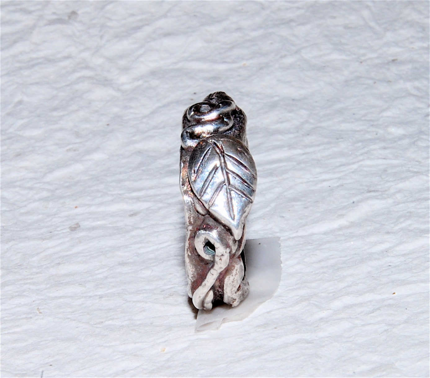 Ring Leaf Vine Bark Leaf Handmade Pure Silver Band