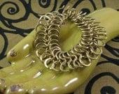 Serpent spine chunky hammered brass chain bracelet