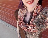 Rose Gold Scarf Peach Cobbler Copper, Bronze and Apricot Ribbons with Metallic Metal Glitter