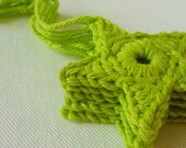 set of 5 cotton star ornaments (lime green)
