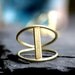 modern ring gold bar minimalist satin brass double band simple cocktail ring layering everyday large gold ring T-STRAP RING