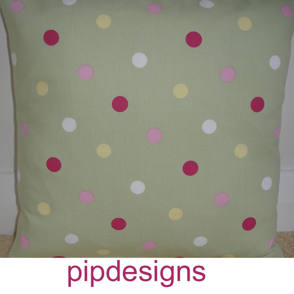 20x20 Decorative Pillow Cover Pink Yellow and White Spots on Green 20" Polka Dot Cushion Case Sham Slip Pllowcase 20"x20" Dots NEW