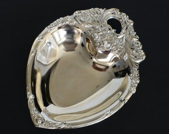 Parisien Silverplated Vanity Tray - Ornate Candy Dish Set Bon Bon Dish Jewelry  Ring Holder Sweetheart Shape Silver Tray Downton Abbey
