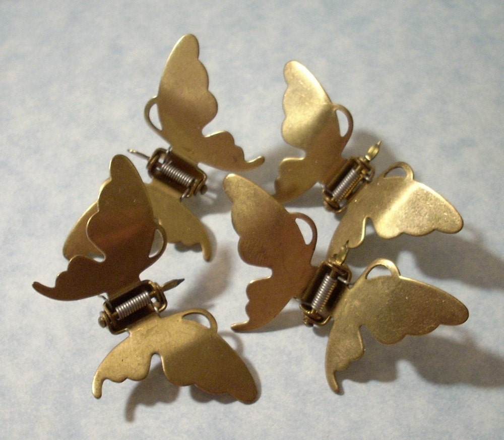 4 Vintage Butterfly Clips 2 inches wide