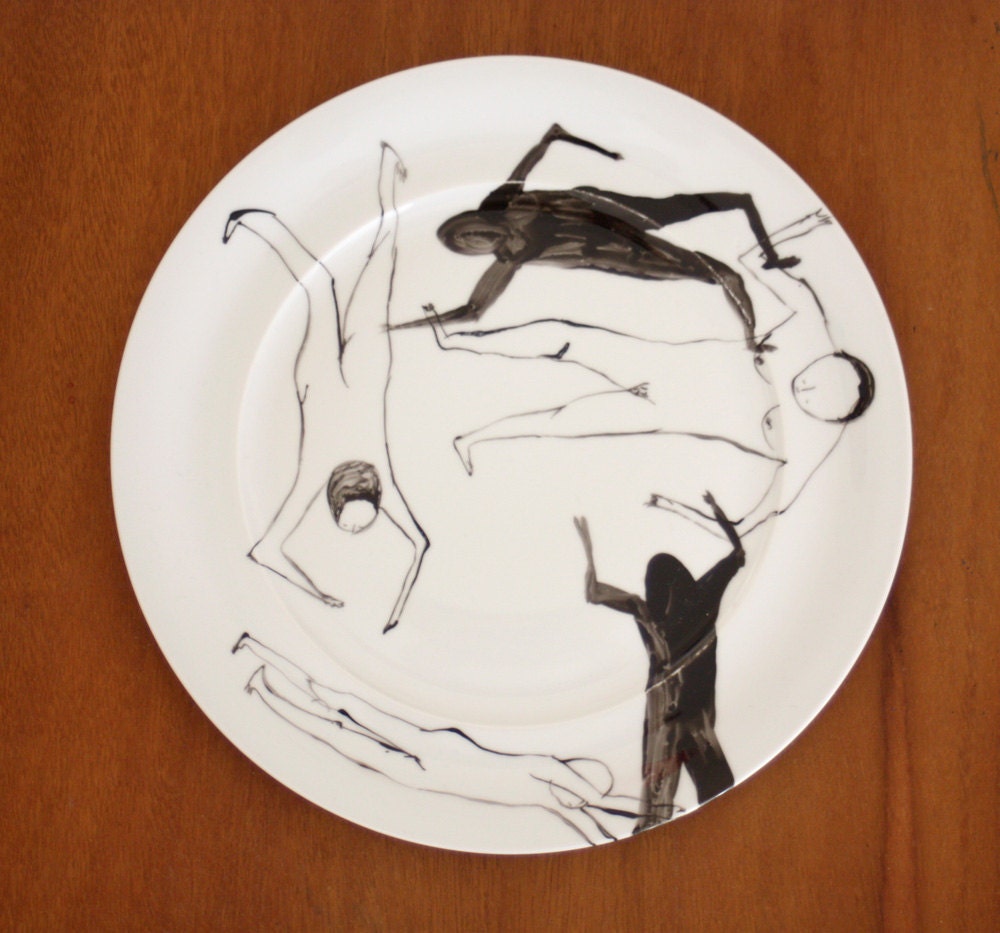 Hand painted Decorative Plate - The Swimmers 002