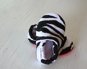 baby booties newborn toddler boy girl shoes zebra animal print twill Infant Soft Soled slippers non slip black white SWAG