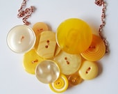 Yellow vintage button bib necklace - Study in Sunshine