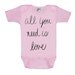 All you need is love Song Lyrics baby bodysuit one piece creeper silkscreen screenprint Choose Size