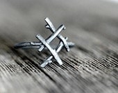 INGUZ Rune Ring, sterling silver twigs - True Love, Harmony, Fertility