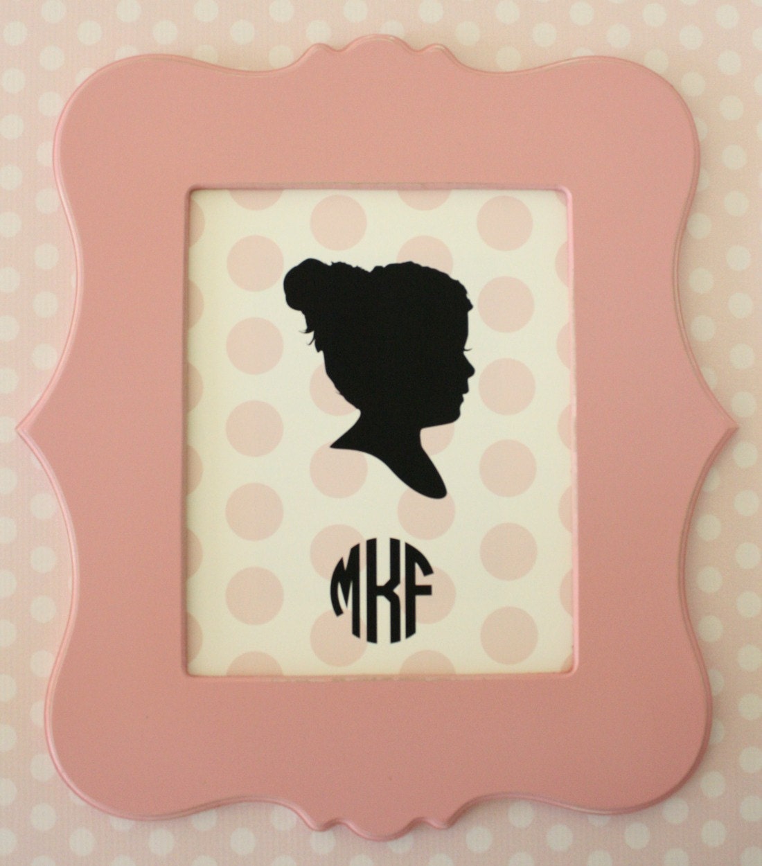 Custom Personalized Silhouette Print 5x7 made from your photo - Polkadot Background