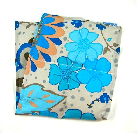 Hip/Extended Back Relief Pack Hot/Cold Therapy Organic Flaxseed Rice Lavender Aqua Floral Designer Fabric Yoga Back Pain Gift Idea For Her