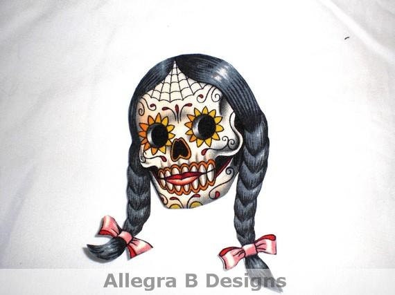 Day of the Dead Sugar Skull Rockabilly Iron on Patch Applique DIY No Sew