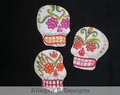 Calaveras - Sugar Skull Iron on Patches Applique Rockabilly DIY No Sew