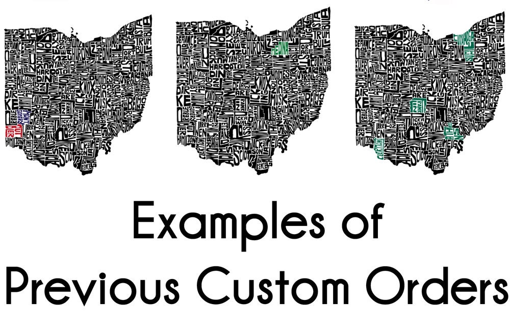 Ohio - typography map art print 8x10 - customizable personalized state poster custom wall decor engagement wedding housewarming gift