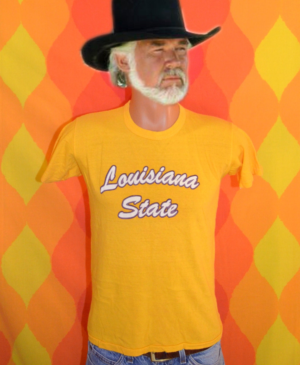 vintage 80s t-shirt LSU louisiana state university tigers tee shirt Medium geaux gold purple